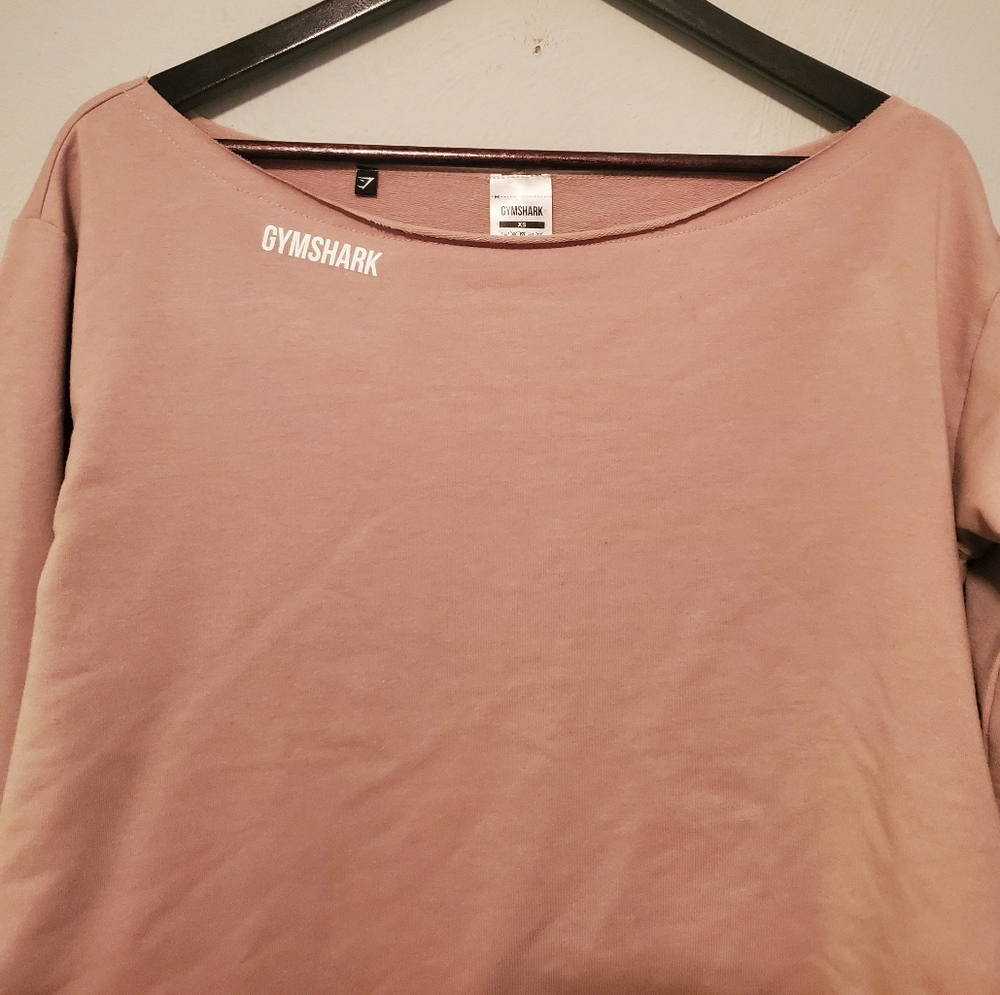 Gymshark Women's Long Sleeve Mauve Wide Neck Cut Out Workout Top Size XS - Picture 4 of 13